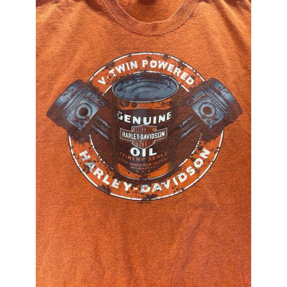 Harley Davidson Biker Sleeveless Graphic Tee Orange Men sz L - Picture 2 of 5